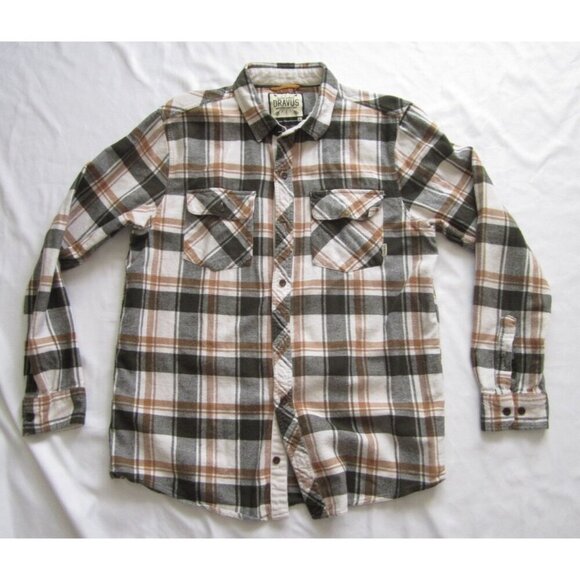 Men's Dravus Button Cotton Plaid Long Sleeve Shirt Sz L (MT558) - Picture 1 of 9